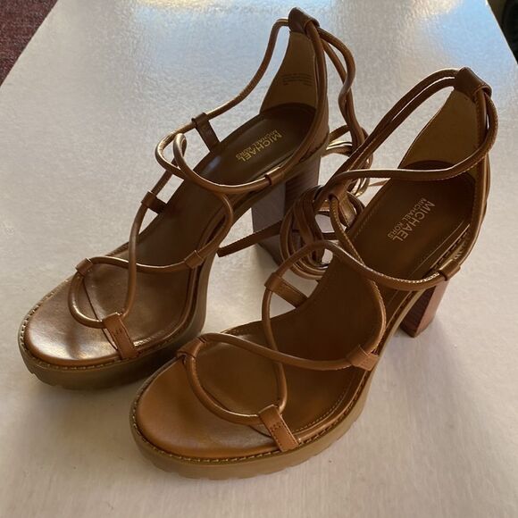 MICHAEL KORS VeroLug Platform Leather Sandals Size 9 - Picture 3 of 10